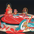 Traditional Chinese Festival Decoration Scene With Red Theme Lion Dance And Fu Characters