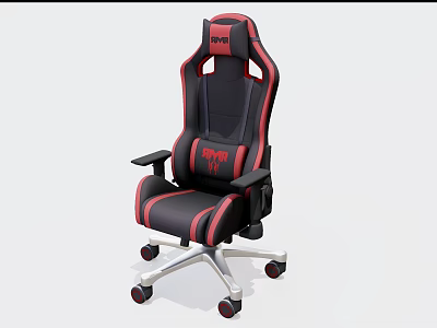 Black and Red Racing Style Gaming Chair With Ergonomic Design Adjustable Armrests And Swivel Wheels 3d model