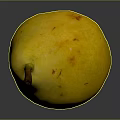 Yellow Pear With Brown Stem And Red Spots On Dark Reflective Surface 3d model