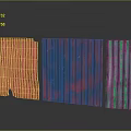 Colorful Corrugated Metal Panels Red Blue Green Worn With Stains On Reflective Black Surface