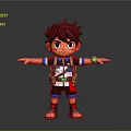 3D Boy Character Design With Brown Spiky Hair Backpack And Outstretched Arms