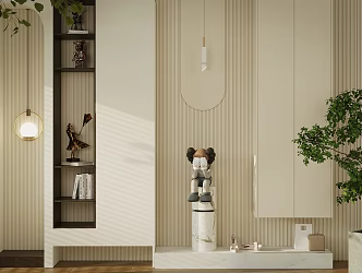 Modern Entrance Functional Entrance Cabinet Storage Cabinet Decorative Cabinet Shoe Changing Stool Shoe Cabinet Decorative Entrance Cabinet End View Desk 3d model