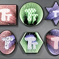 Colorful Geometric Shapes Design Featuring Tf Logo In Various Patterns And Backgrounds