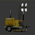 Yellow Trailer Mounted Mobile Lighting Equipment With Four Round Lamps And Generator Box