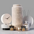 Minimalist Modern Decorative Ornament Set Featuring Pampas Grass White Vase Table Lamp Clock And Diffuser