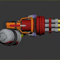 Mechanical Components Setup With Silver Canister Red Parts Spring Yellow Hook And Metal Tubes