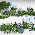 Elegant Flower Stand Displaying Various Green Plants Purple And Blue Flowers