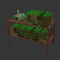 Multiple Rusted Batteries Arranged on Metal Rack with Power Supply Unit