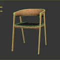 Modern Leisure Chair With Wooden Frame Curved Armrests And Black Padded Seat
