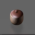 Brown Ceramic Storage Jar With Lid And Intricate Lotus Pattern For Daily Use