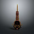 Mythical Animal With Tower Like Body And Yellow Brown Spiked Structure