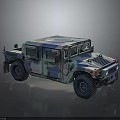 Military Camouflage Hummer Vehicle With Rugged Exterior And Off Road Tires Design