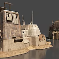 Detailed Fortress Architectural Models With Towered Platforms And Stone Construction