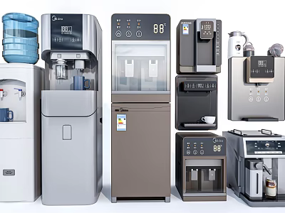 Modern Daily Use Home Electrical Appliances With Water Dispensers Coffee Makers And Sleek Designs 3d model