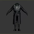 Futuristic Character In Black Protective Suit With Green Accents And Helmet