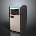 Metal Trash Can With Silver And Black Finish And Lid Design