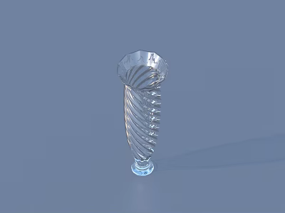 Elegant Transparent Glass Vase With Spiral Design For Modern Home Decoration 3d model