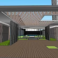 Modern Sales Office Building With Large Glass Windows Open Entrance And Greenery Surroundings