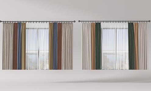 Modern Fabric Curtain Window Screen Cloth Curtain Gauze Curtain Pull Curtain 3d model