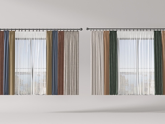 Modern Fabric Curtain Window Screen Cloth Curtain Gauze Curtain Pull Curtain 3d model