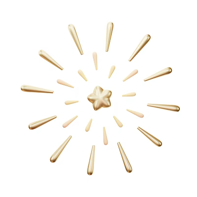 Gold and Pink Decorative Ornament Set with Star Center and Radiating Sticks 3d model
