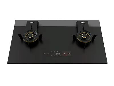 Vatti Black Double Burner Gas Cooktop With Modern Control Panel For Kitchen Appliances 3d model