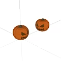 Two Carved Halloween Pumpkins With Spooky Faces On White Background