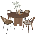 Nordic Dining Table and Chair Combination 3d model