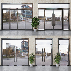 Modern gate glass door double door 3d model