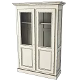 Rustic White Bookcase With Glass Doors And Wooden Shelves For Home Storage