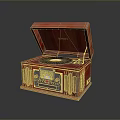 Vintage Style Computer Case Featuring Red Wooden Body And Record Player Design