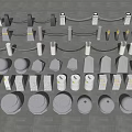 Different Types of Road Facilities with Various Shaped Posts and Bollards