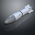 3D Model Missile Weapon With Gray Warhead White Body Black Stripe And Rear Fins