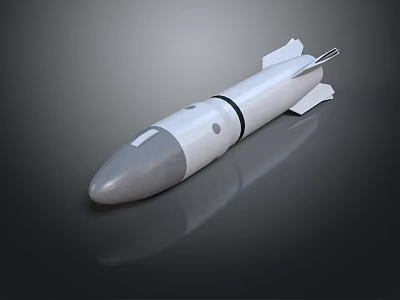 3D Model Missile Weapon With Gray Warhead White Body Black Stripe And Rear Fins 3d model 3D Model Missile Weapon With Gray Warhead White Body Black Stripe And Rear Fins 3d model