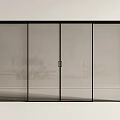 Sliding Doors With Black Frame And Four Glass Panels In White Wall Interior Design