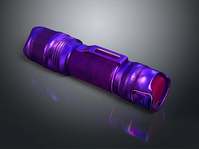 Purple Metallic Flashlight With Ergonomic Handle Shiny Surface And Reflective Finish 3d model