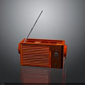 Red Retro Radio With Antenna Grille And Control Knobs Design