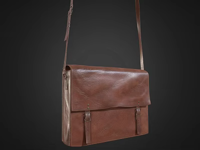 Classic Brown Leather Crossbody Bag With Adjustable Straps And Simple Design 3d model