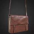 Classic Brown Leather Crossbody Bag With Adjustable Straps And Simple Design