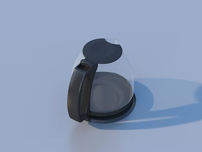 Transparent Glass Kettle With Black Handle Modern Sleek Design In Light Blue Background 3d model