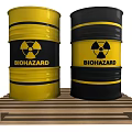 Industrial Biohazard Containment Drums Yellow And Gray On Wooden Pallet