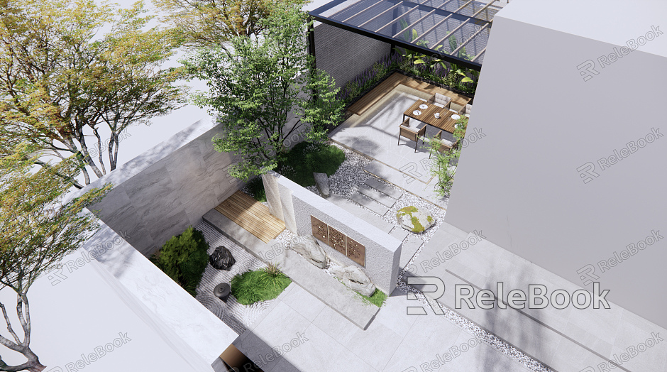 Modern Courtyard Courtyard Garden model