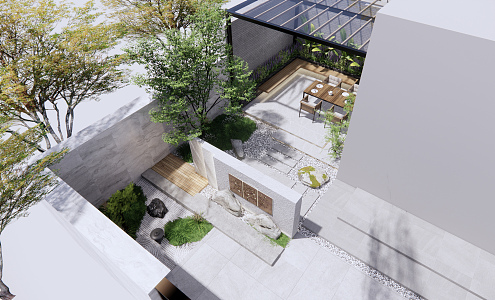 Modern Courtyard Garden 3d model