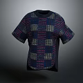 Colorful Plaid Short Sleeve Top With Blue Base And Intricate Patterns