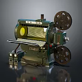 Vintage Projection Monitoring Device With Mechanical Structure Film Reels And Projection Lens