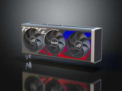 ASUS ROG High Performance Graphics Card with Triple Fans Blue Red Accents 3d model