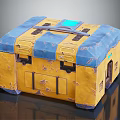 Vintage Yellow And Blue Box With Worn Texture And Metal Latches