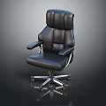 Black Leather Office Chair With High Backrest Padded Panel Design And Silver Five Star Casters