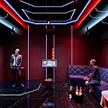 Modern KTV Interior Design With Red Lighting Sofa Seating And Large Screens