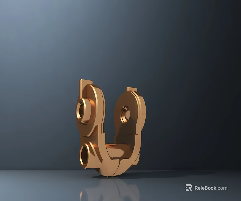 Golden Metallic Modern Sculpture With Mechanical Parts And Symmetrical Design 3d model 